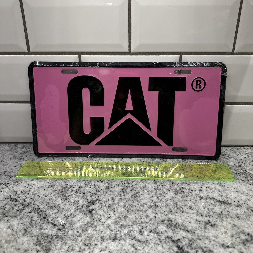 Caterpillar CAT‎ Pink Black Ladies Vanity Novelty Pink Aluminum License Plate